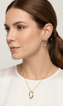 Conjunto Colar e Brincos Oval Orgânico Dourado - Banhado a Ouro 18K
