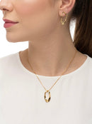Conjunto Colar e Brincos Oval Orgânico Dourado - Banhado a Ouro 18K