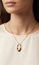 Conjunto Colar e Brincos Oval Orgânico Dourado - Banhado a Ouro 18K