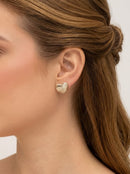 Conjunto Colar e Brinco Coração Banhado a Ouro 18K Texturizado