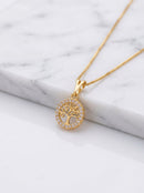 Colar Árvore da Vida Banhado a Ouro 18K com Zircônias - Dourado e Prata