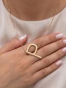 Colar com Letra Inicial Grande Banhado a Ouro 18K e Prata 925