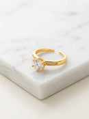 Anel Solitário Cravejado com Zircônias Banhado a Ouro 18K
