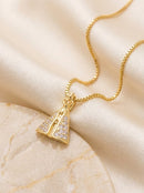 Colar Nossa Senhora com Zircônias Banhado a Ouro 18K