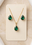 Conjunto Colar e Brincos Gota Folheado a Ouro