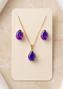 Conjunto Colar e Brincos Gota Folheado a Ouro