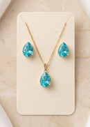 Conjunto Colar e Brincos Gota Folheado a Ouro