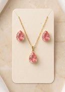 Conjunto Colar e Brincos Gota Folheado a Ouro