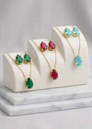 Conjunto Colar e Brincos Gota Folheado a Ouro