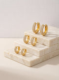 Kit Trio de Argolas com Zircônias Cravejadas Banhadas a Ouro 18K