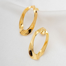 Kit Colar e Brinco Oval Orgânico Dourado - Banhado a Ouro 18k Feminino