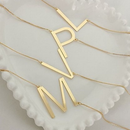 Colar Letra Lisa Folheado Inicial Cravejada cordão veneziana Semi Joia Banhada Folheado a Ouro 18K e Prata 925 4cm