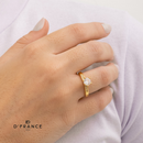 Anel Solitário Cravejado com Zircônias Ajustável Banhado a Ouro 18K - D France Semijóias