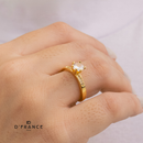 Anel Solitário Cravejado com Zircônias Ajustável Banhado a Ouro 18K - D France Semijóias