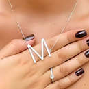 Colar Letra Lisa Folheado Inicial Cravejada cordão veneziana Semi Joia Banhada Folheado a Ouro 18K e Prata 925 4cm
