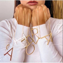 Colar Letra Lisa Folheado Inicial Cravejada cordão veneziana Semi Joia Banhada Folheado a Ouro 18K e Prata 925 4cm