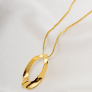 Kit Colar e Brinco Oval Orgânico Dourado - Banhado a Ouro 18k Feminino